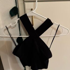 House of Harlow 1960 Black Cross-Back Crop Top